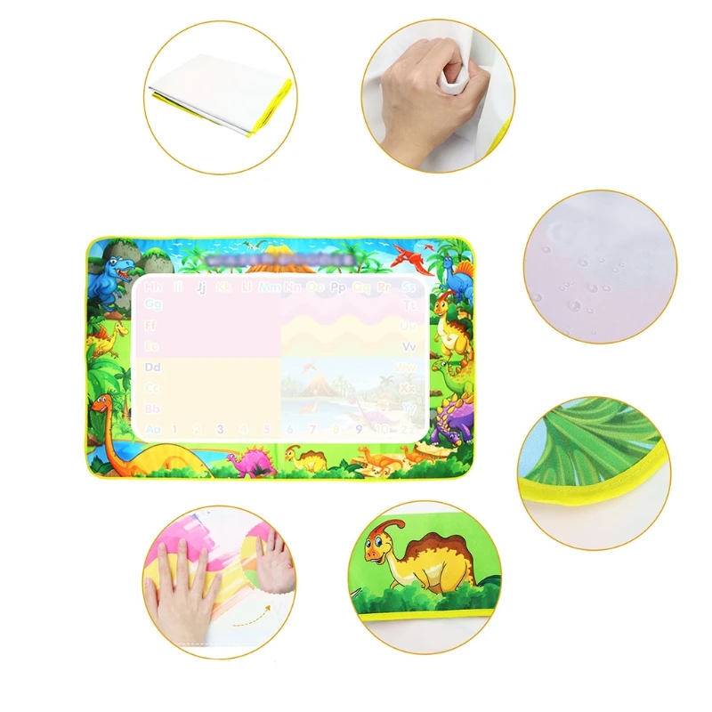 

110x70cm Dinosaur Magic Water Drawing Mat Doodle Painting Board with Pen Stamps