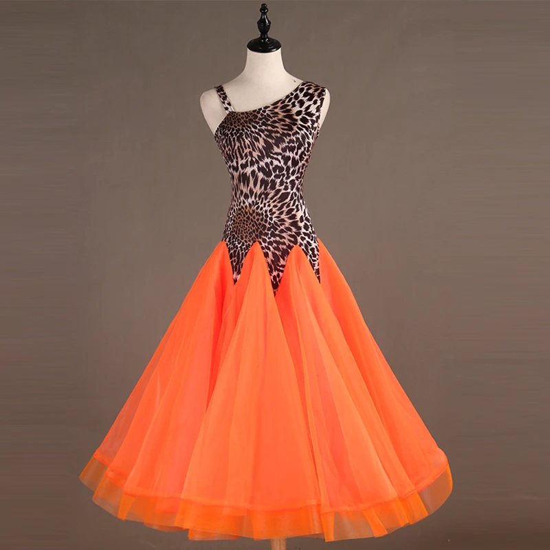 

New Waltz Dress Adult Leopard VS Skirt Ballroom Dance Ladies Dance Costume Party Stage Wear Women Dance Competition Dress VDB555