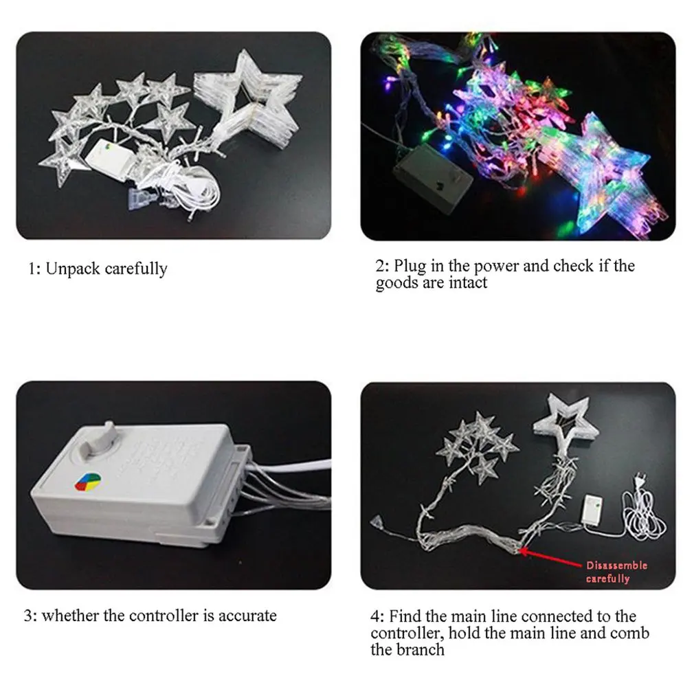 

Star Curtain Light Festoon Led String Lights Star Garland on Window Curtain Indoor Tree Decoration Halloween Wedding Light