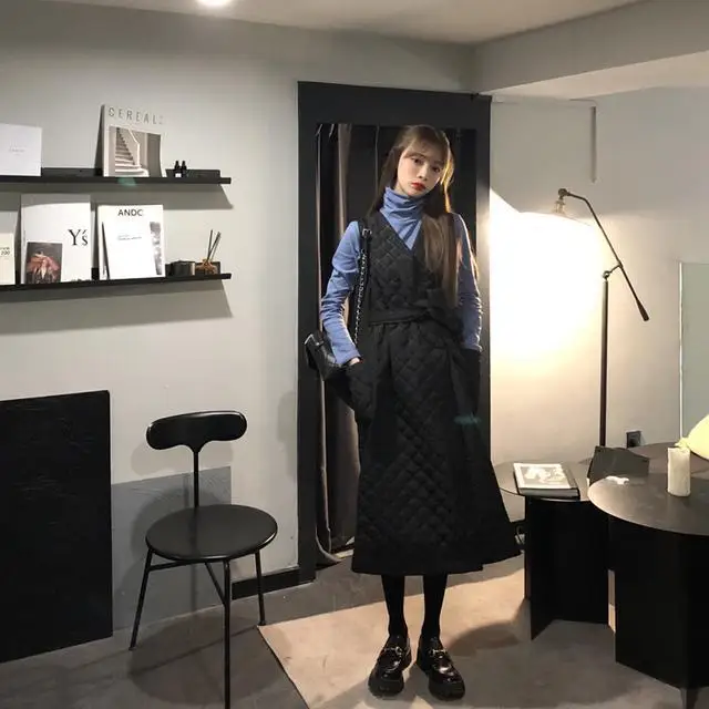 Новинка 2021 женское стеганое платье с V-образным вырезом и ромбовидным узором без