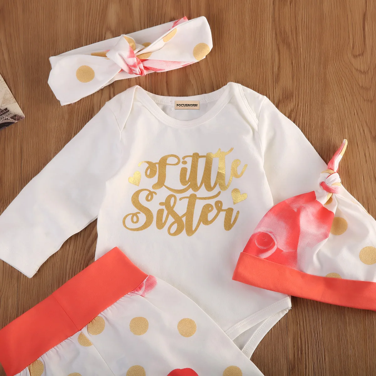 4 предмета одежда с цветочным принтом для маленьких девочек Комбинезон буквенным