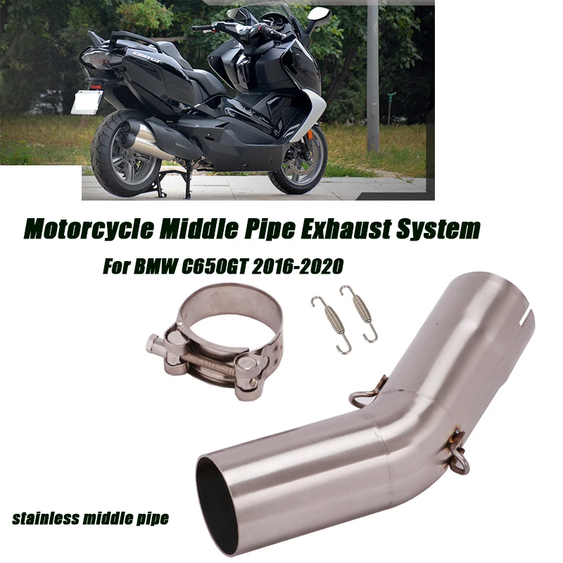 

Motorcycle Stainless Middle Link Tubes Connect 51mm Header Muffler Pipe Exhaust System Modified For BMW C650GT 2016-2020