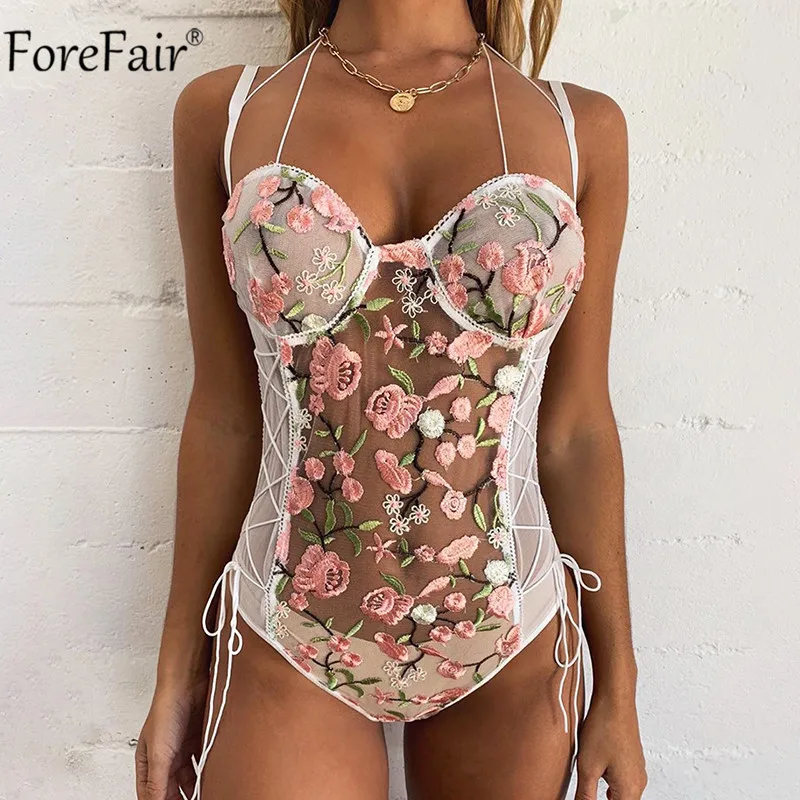 Сексуальное Кружевное боди Forefair летнее черное на бретелях спагетти Бандажное