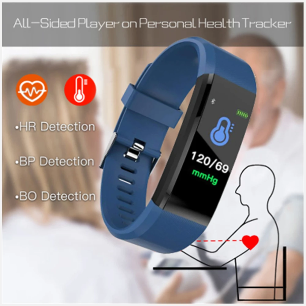 For Fitbit LCD Smartband Watch Fitness Tracke Heart Rate Blood Pressure Smart Bracelet Waterproof Bluetooth-Compatible Wristband |