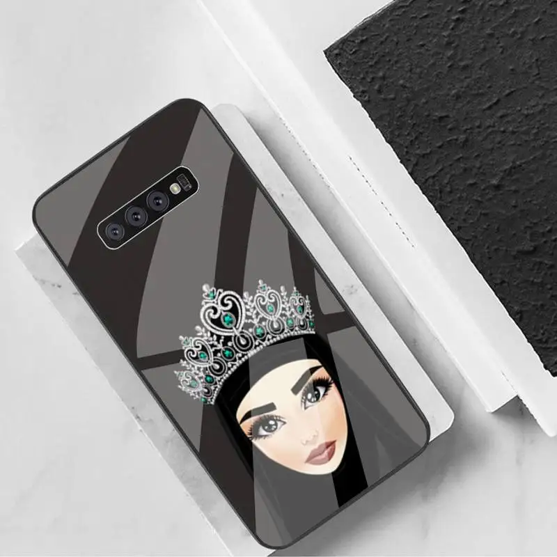 

LJHYDFCNB Muslim Islamic Gril Eyes Phone Case Tempered Glass For Samsung Note8 9 10 10pro 10plus 20 20ultra S8 S9 10 20 Plus