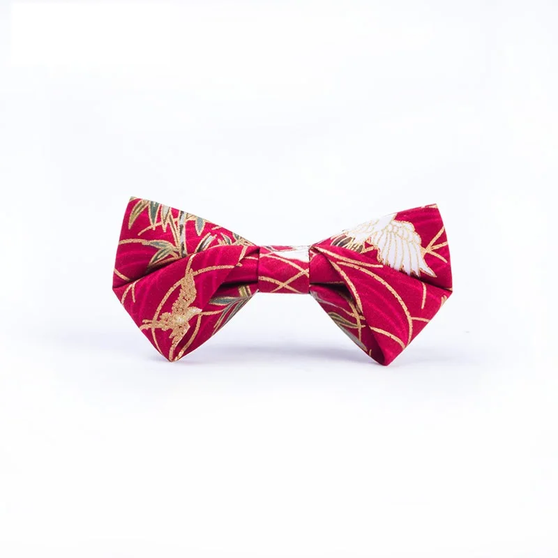 

2020 New Arrivals Bow Ties for Men Fairy Crane Auspicious Print Golden Jacquard Bowtie Men Women Wedding Bow Tie Chinese Style