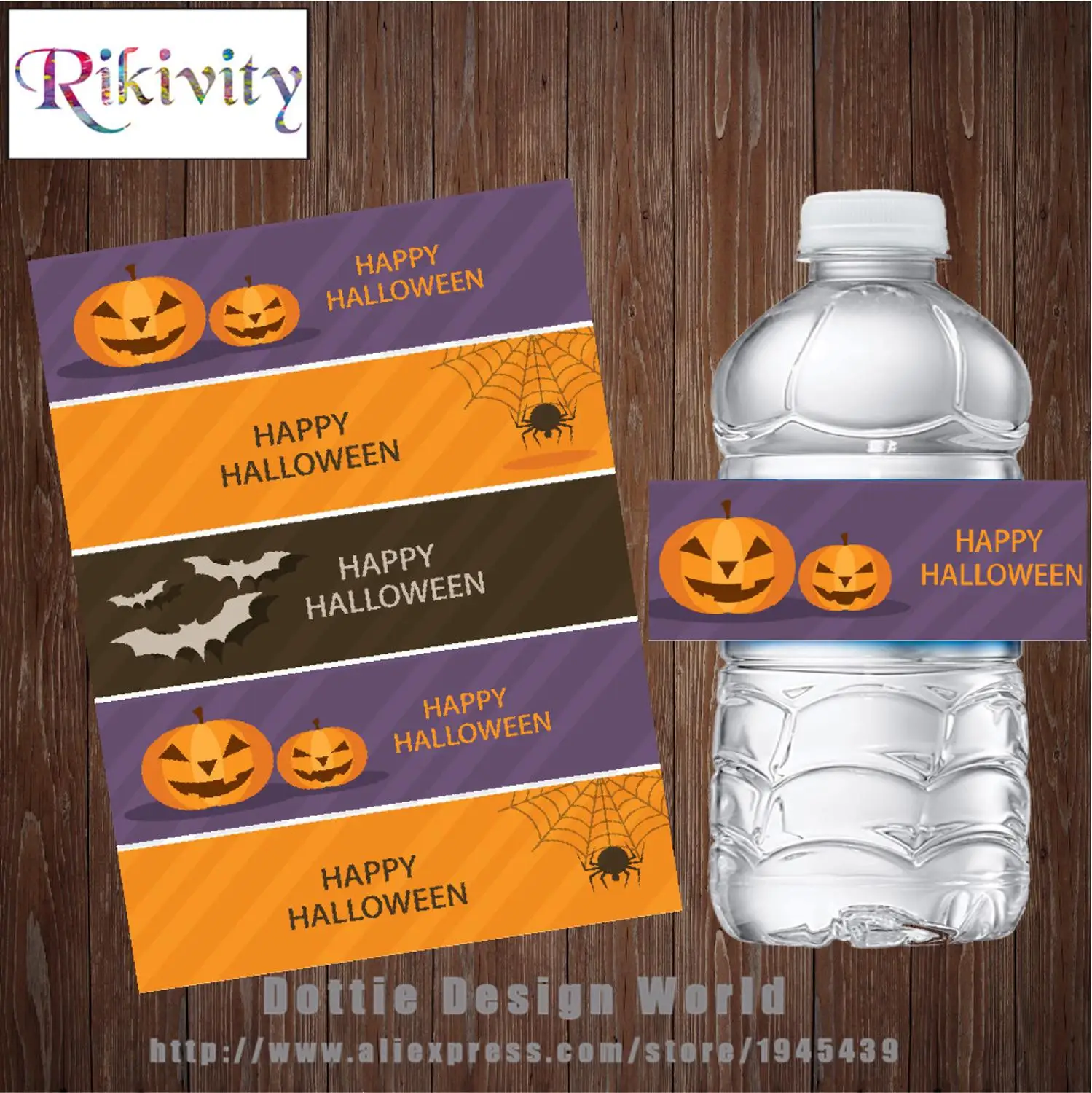 Rikivity 20 шт. наклейки на бутылки для воды Хэллоуина стикер шампанского вина обертка