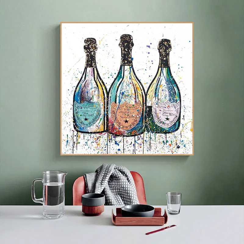 

Abstract Watercolor Paintings Wine Bottle Canvas Painting Wall Art Posters and Prints for Living Room Decoration Kitchen Decor