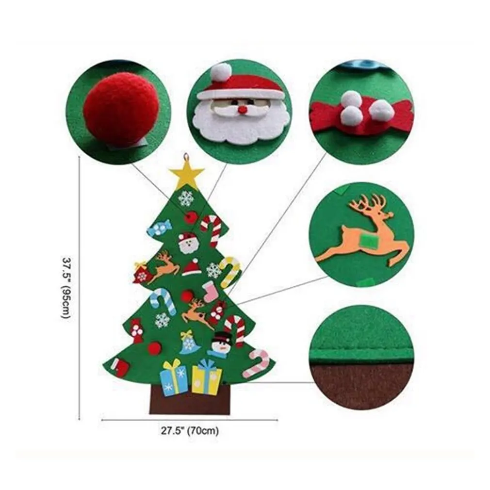 

Diy Felt Christmas Tree New Year Gifts Kids Toys Artificial Tree Wall Hanging Ornaments Christmas Decoration For Home