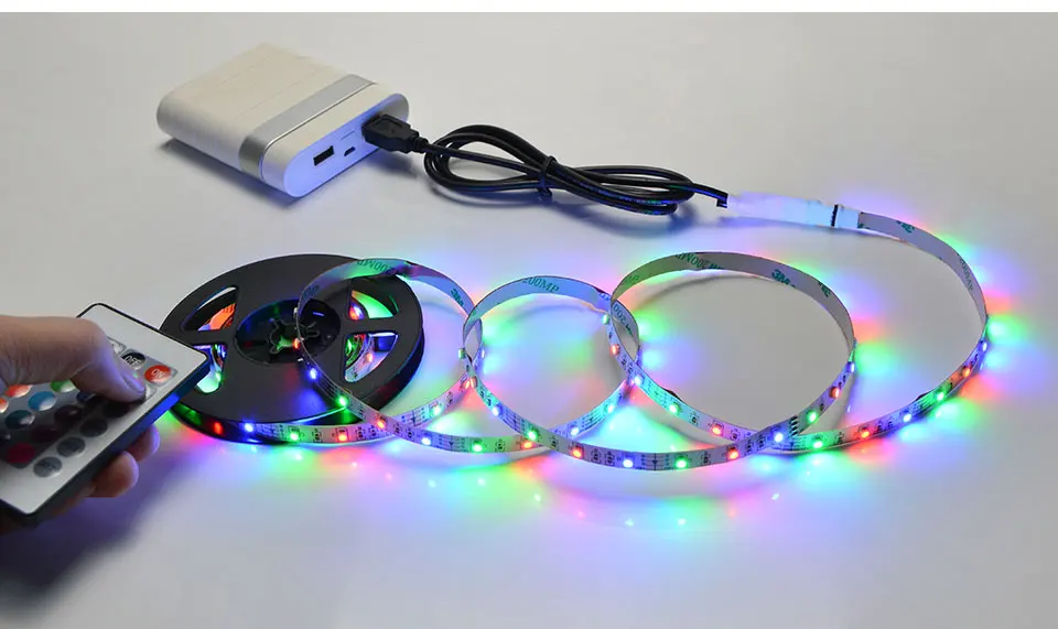 С источником питания от USB 5 В, Светодиодные ленты RGB ТВ подсветка неоновая лампа 50 см 1 м 2 м 3 м 4 м 5 м лампа лента с блок с пультом дистанционного управления для Светодиодный Диодная лента освещения