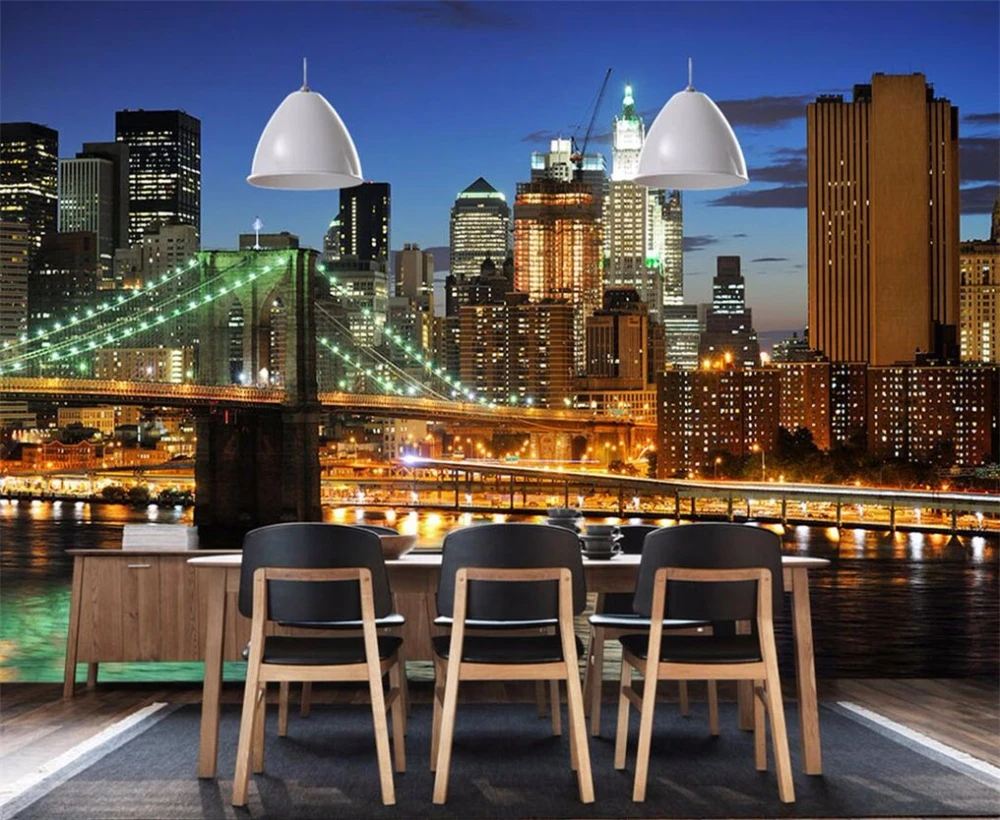 Большой заказ обои городской пейзаж ТВ фон гостиной спальни стены украшения дома