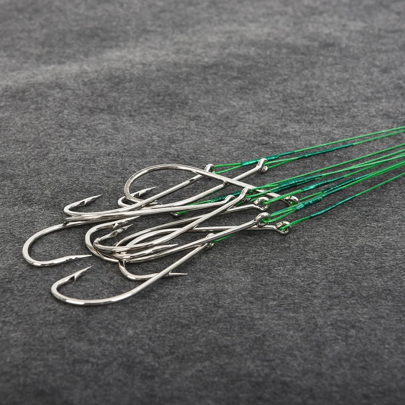 

10Packs 25cm/27cm Anti Bite Large Stainless Steel Wire Fishhook Saltwater Fishing Deep Sea Boat /Trolling Fishing Tackle