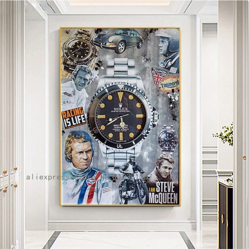 Роскошные часы поп-плакат на стену гонки жизнь печать холсте абстрактная картина