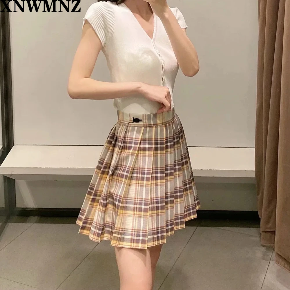 

2020 za Women Summer high waist pleated plaid skirt Female Anime Short Skirts plisowana spodnica saia curta jupe plissee femme