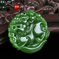 natural green hand carved kylin jade pendant fashion boutique jewelry men and womens beast necklace gift accessories