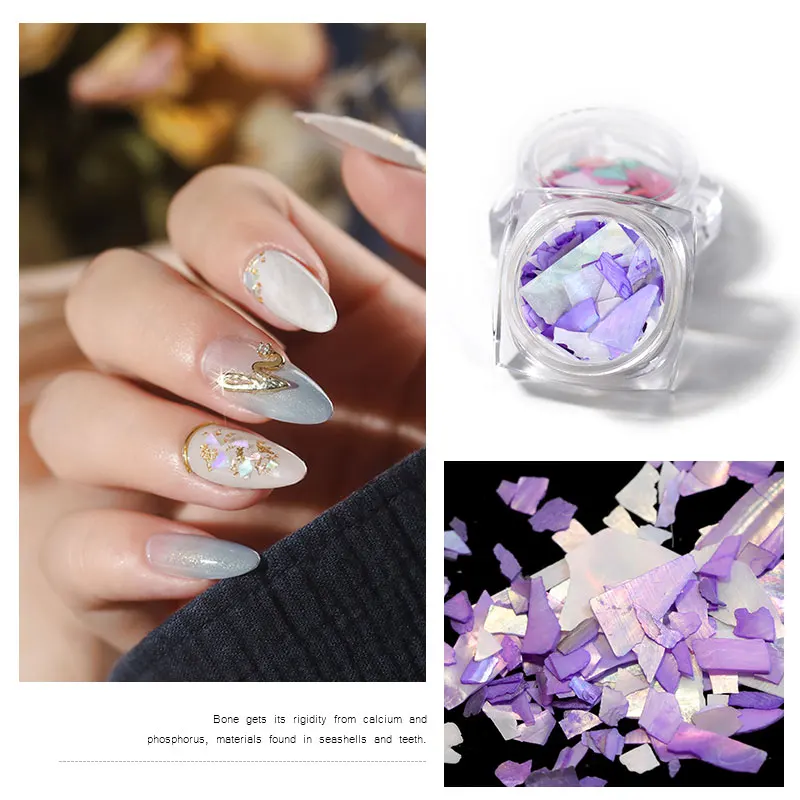 

6Colors 3D Abalone Shell Irregular Nail Art Decorations UV Gel Snowflake Cursor Nails Shimmering Pearl Jewelry Tips Manicure
