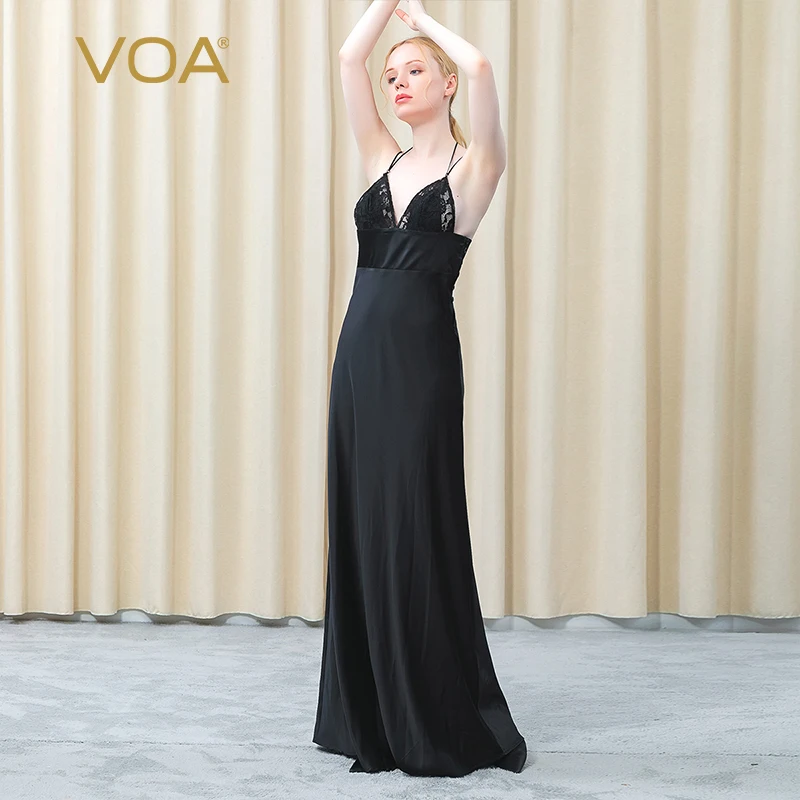 

VOA, летнее Новое сексуальное женское белье с открытой спиной, женское кружевное атласное шелковое ночное белье, женское платье NE001, открытая кружевная Сексуальная эротическая ночная рубашка