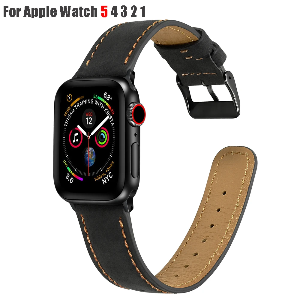 

Ремешок URVOI для Apple Watch series 6/5/4/3/2/1 SE, мягкий матовый браслет из телячьей кожи для iWatch, Удобный прочный классический застежка