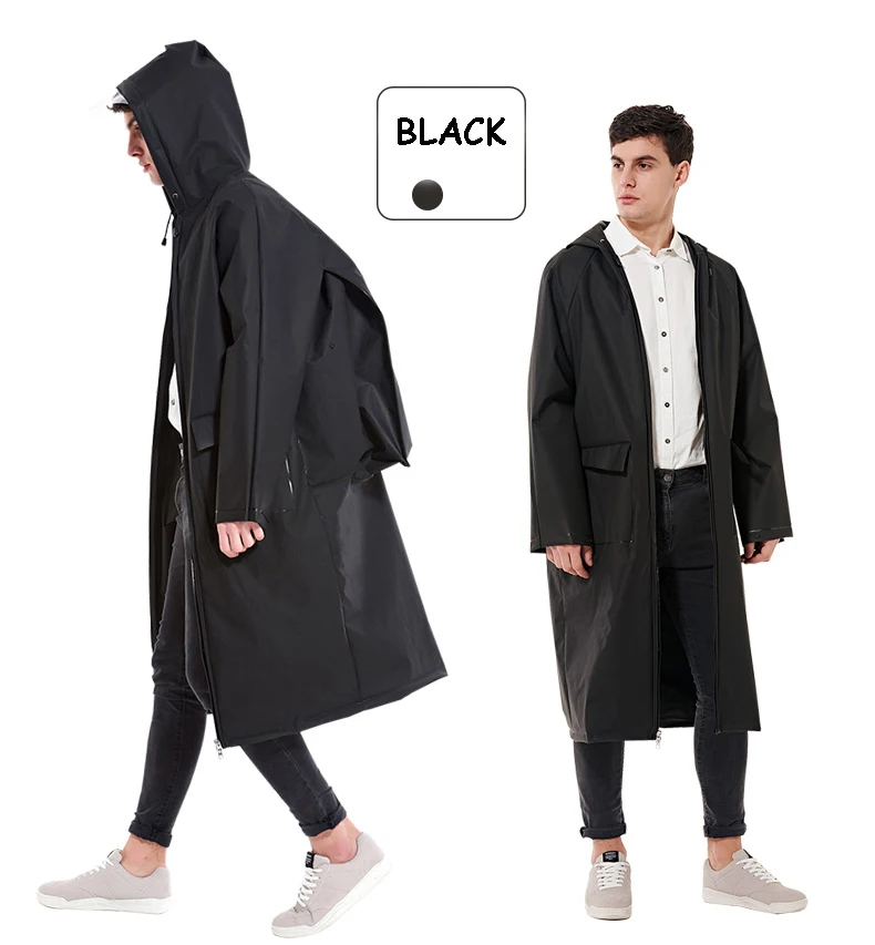 zipper BLACK Yuding дождевик пластиковый толстый дождевик для женщин \ мужчин пончо Универсальный водонепроницаемый туристический Туризм с капюшоном школьный плащ - Цвет: zipper BLACK
