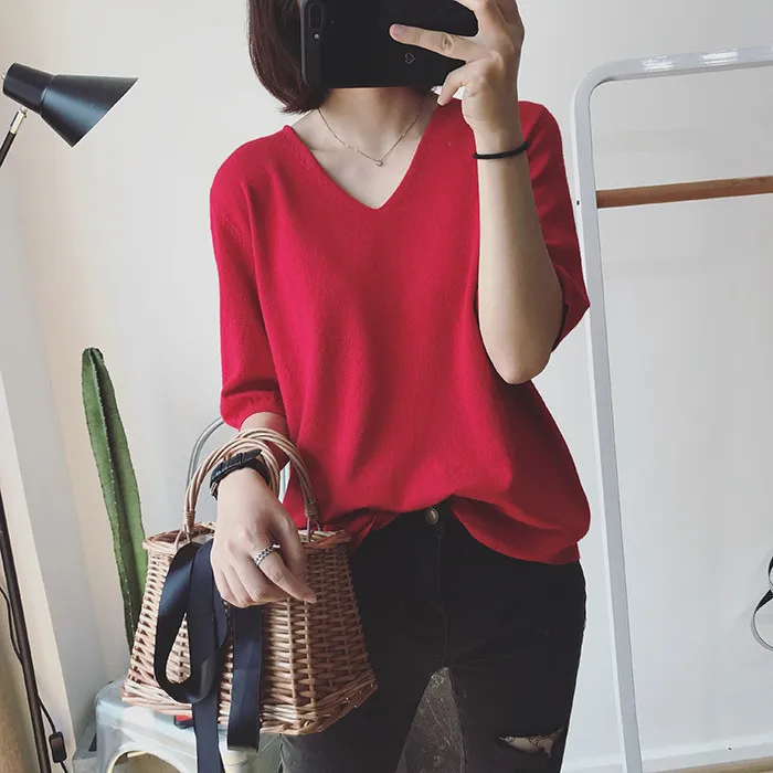 

2021 Summer Women's Fashion T-Shirt Top Trend V Zero Short Sleeve Best Seller BL7799