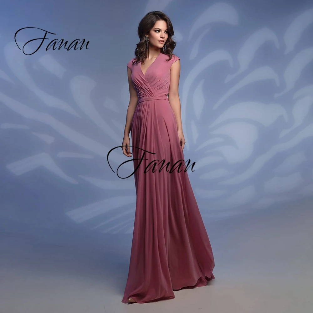 

Simple V-Neck A-Line Chiffon Mother Of The Bride Dress Elegant Women Party Wedding Guest Dress robe de soirée de mariage