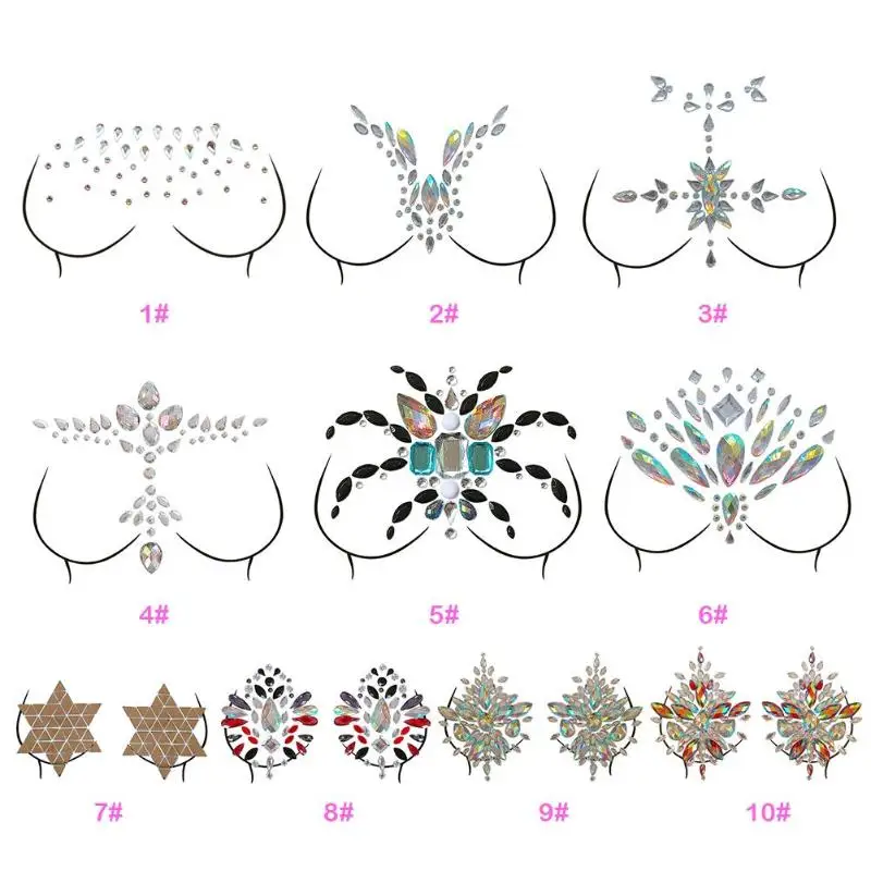 Грудь и камнями кластера временные самоклеющиеся тату Diamond Стикеры|Временные