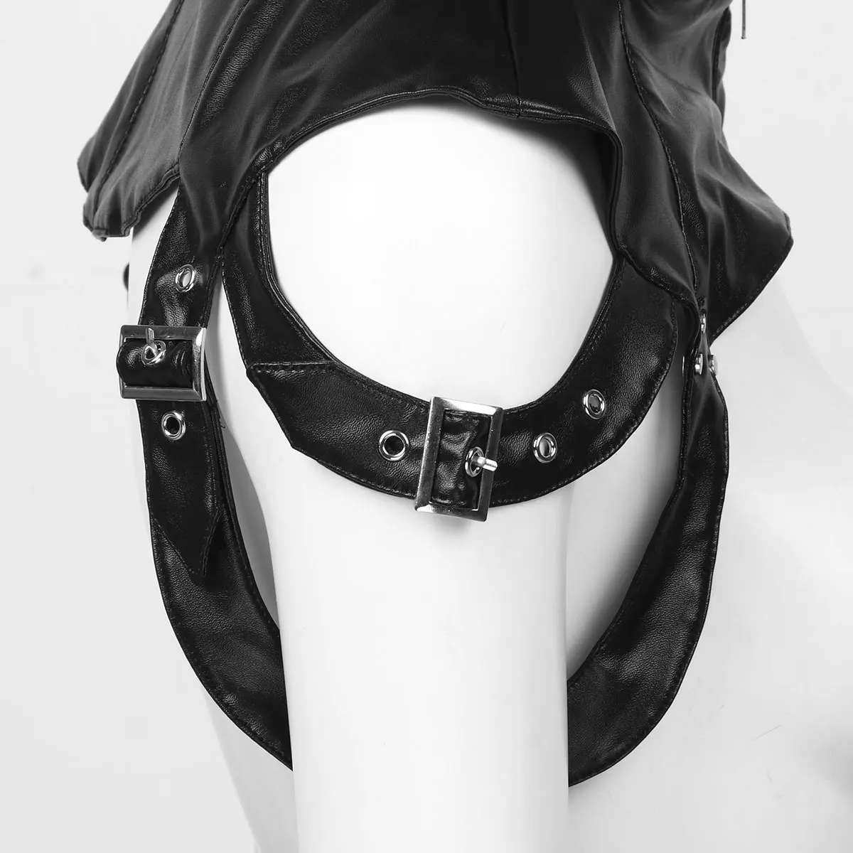 

Womens Harness Cowl Hat Vintage Steampunk Faux Leather Adjustable Armhole Cowl Hat Hood Halloween Cosplay Costume Accessory