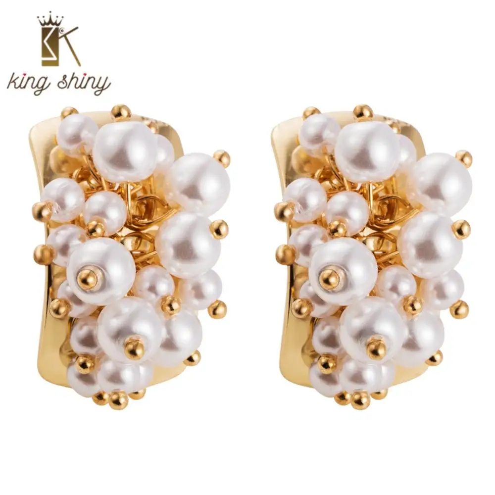 

2020 Za Elegant Simulated Pearl Statement Stud Earrings Vintage Ethnic Geometric Square Girls Woman Wedding Party Stud Earrings