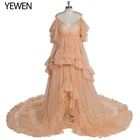 Прозрачное вечернее платье Yewendress с длинным рукавом для фотосессии цветы 2020 платье для беременных вечернее платье Выпускное Платье