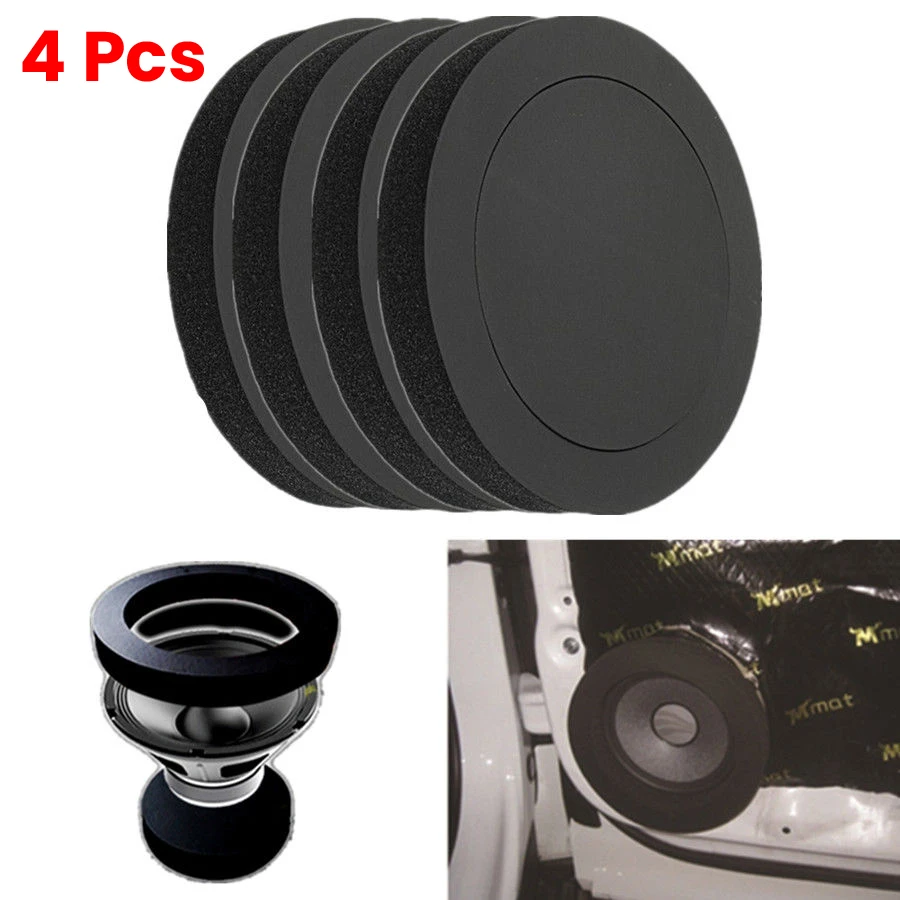 

4pcs 6.5inch Pad Cotton Car Speaker Ring Sound Insulation Accessories Auto Audio Soundproof Door Trim Self Adhesive Bass