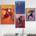 Картина на холсте из аниме Супергерои, настенный постер с изображением Человека-паука, Железного человека, для украшения гостиной и дома