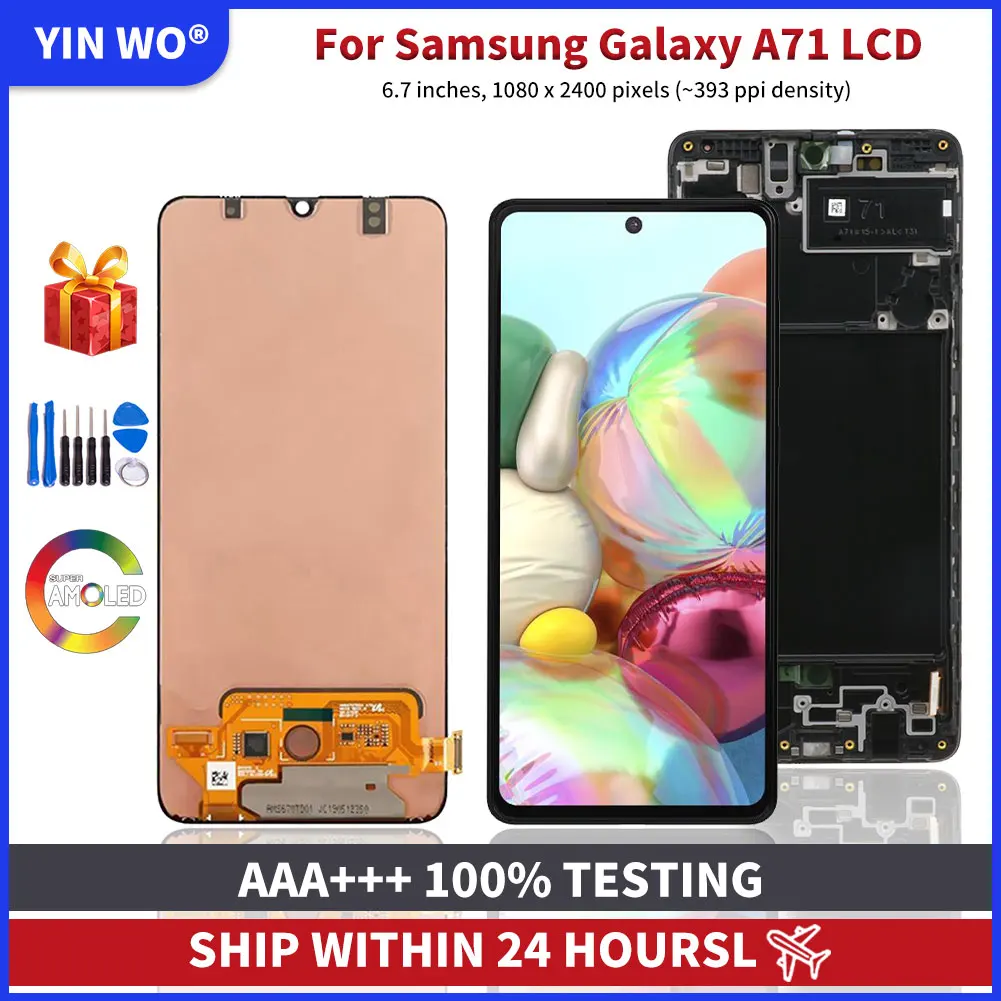 

A715F оригинальные Super AMOLED панели для Samsung Galaxy A71 ЖК-дисплей сенсорный экран дигитайзер в сборе запасные части + Инструменты