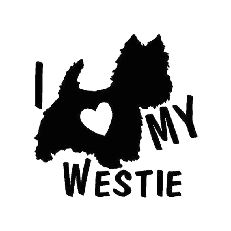 

LLY-0007 Creativity Car Stickers I LOVE MY WESTIE Terrier Dogs Modeling Decals PVC Waterproof Scratches Auto Motorcycle Decal