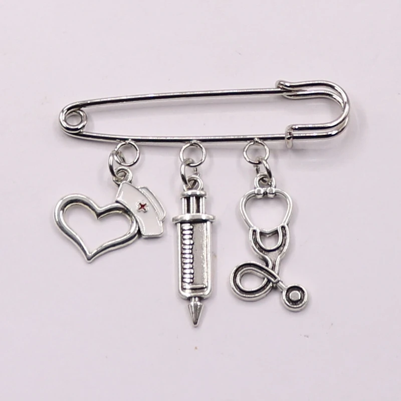 Новинка медсестры Серебряная медицинская коробка брошь шприц стетоскоп одежда