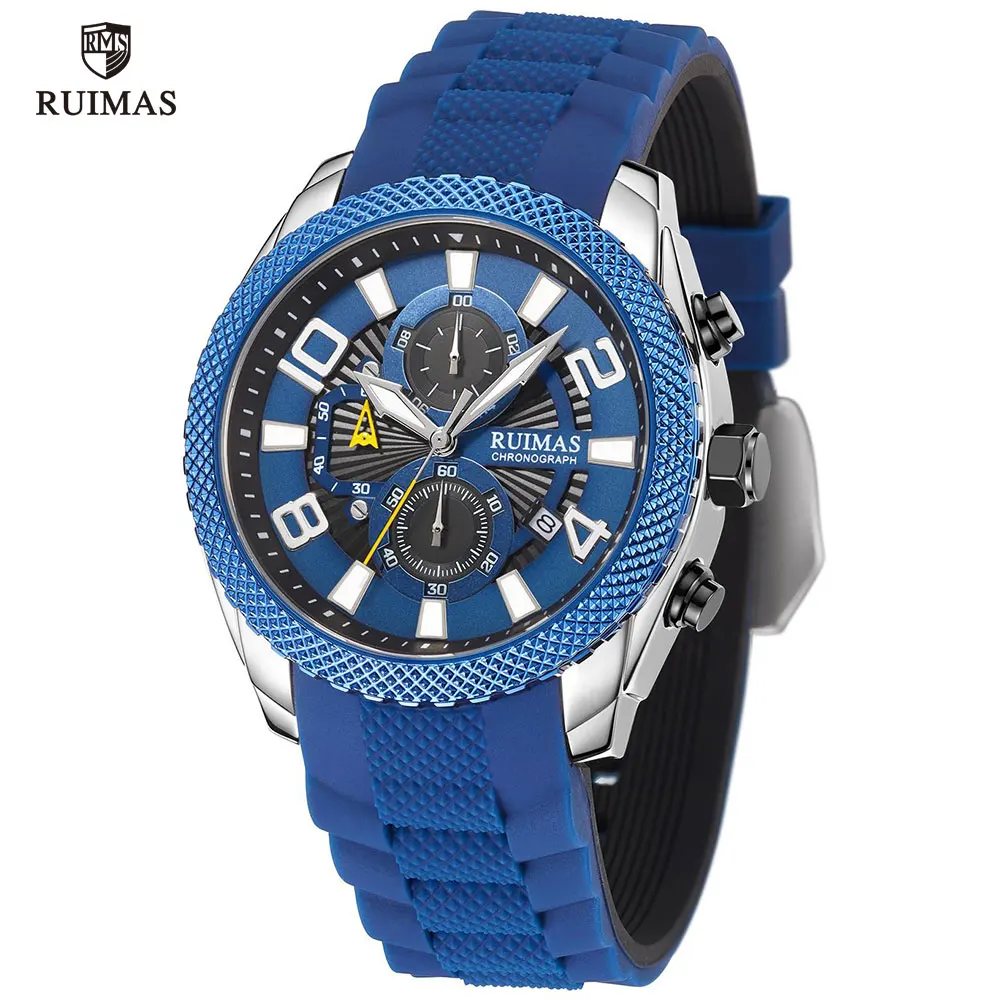 RUIMAS военные спортивные наручные часы Мужские Роскошные Топ бренд хронограф