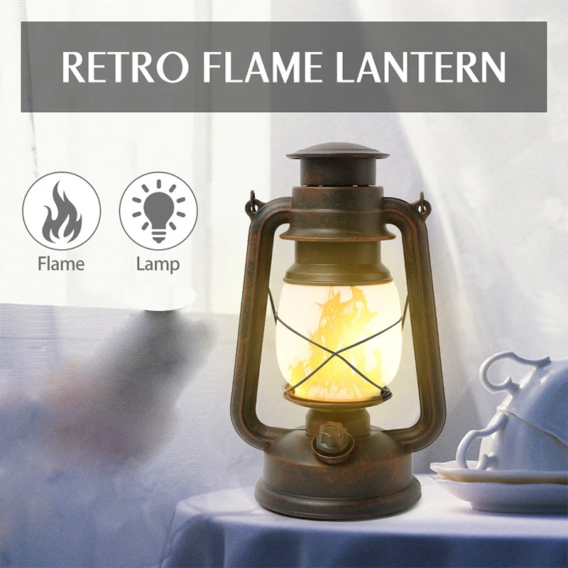 Светодиодный портативный фонарь в стиле ретро керосиновая уличная лампа для