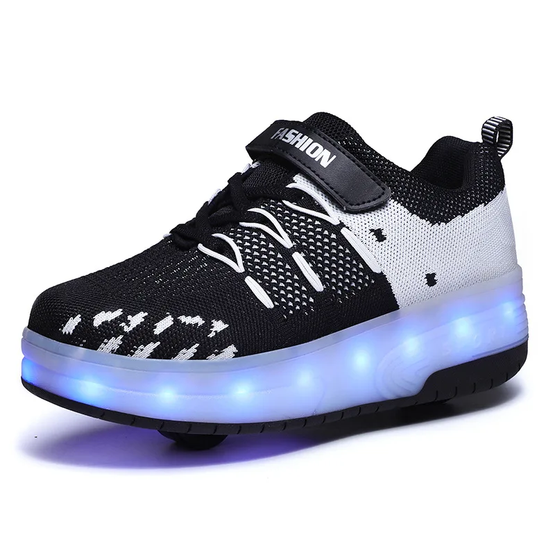 

Two Wheels Children Shoes USB Charging LED Fashion Breathable Kids Sneakers Sports Casual Boys & Girls Roller Shoe Size 28-40