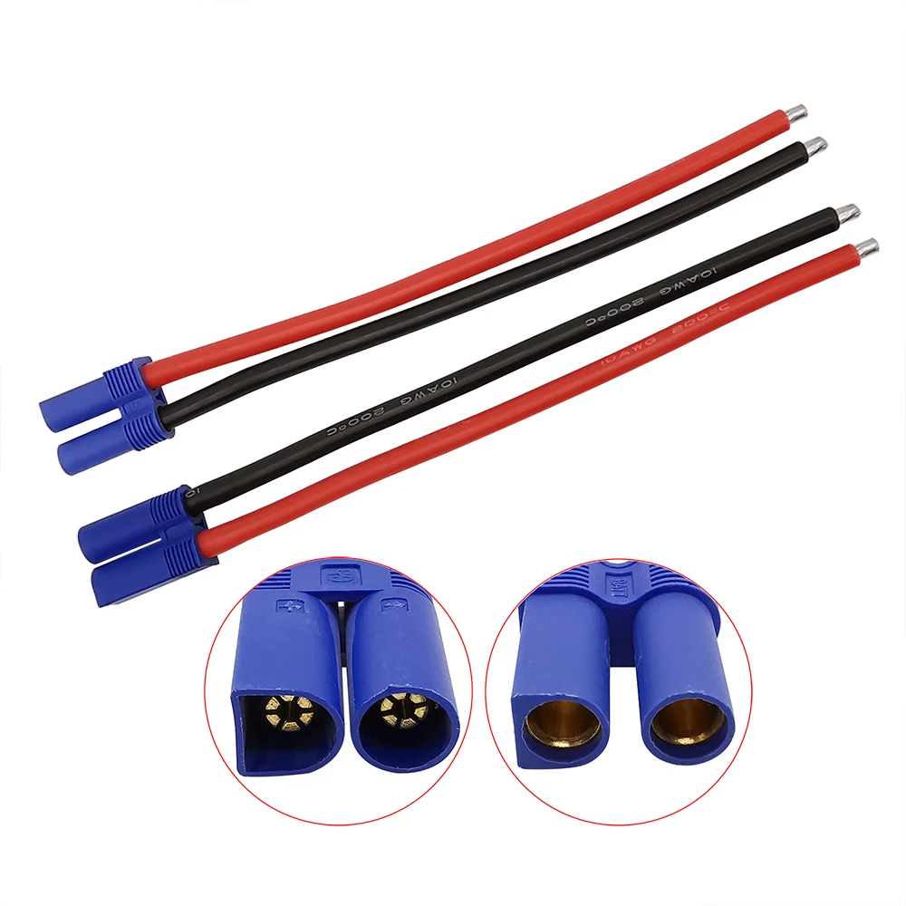 

EC5 Male Plug Female Socket 10AWG Silicone Cable Connector Pigtail Wire Length 15cm 30cm 50cm for RC Battery Toys