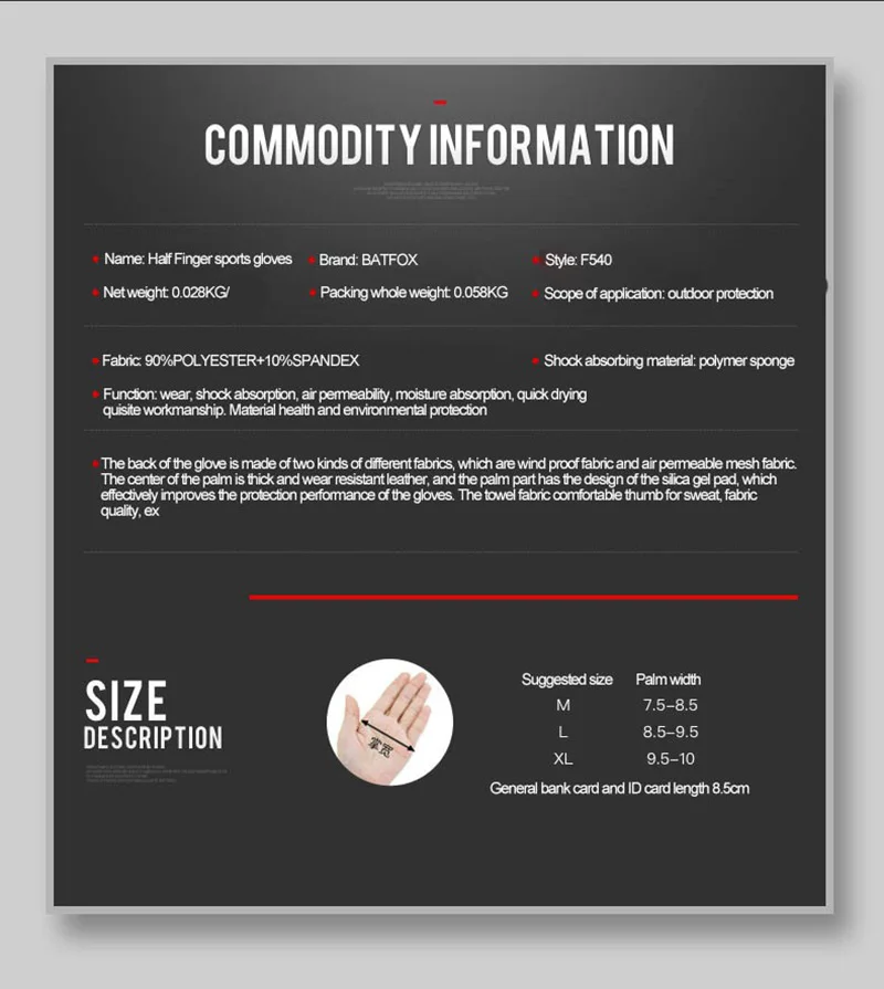 

BATFOX NEW Half Finger Cycling Gloves Bike Gloves Men Women Sports Bicycle Gloves Breathable Fitness Bike Gloves