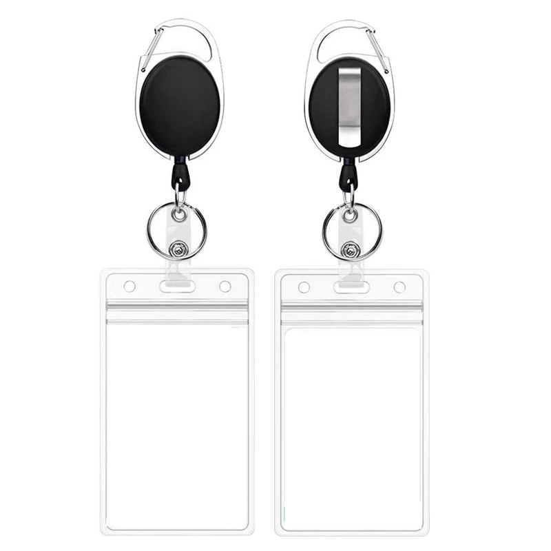 

1PCS Card ID Holders PVC Women Men Badge Holder Plastic Vertical Cards Holder with Lanyard Retractable Key Holder