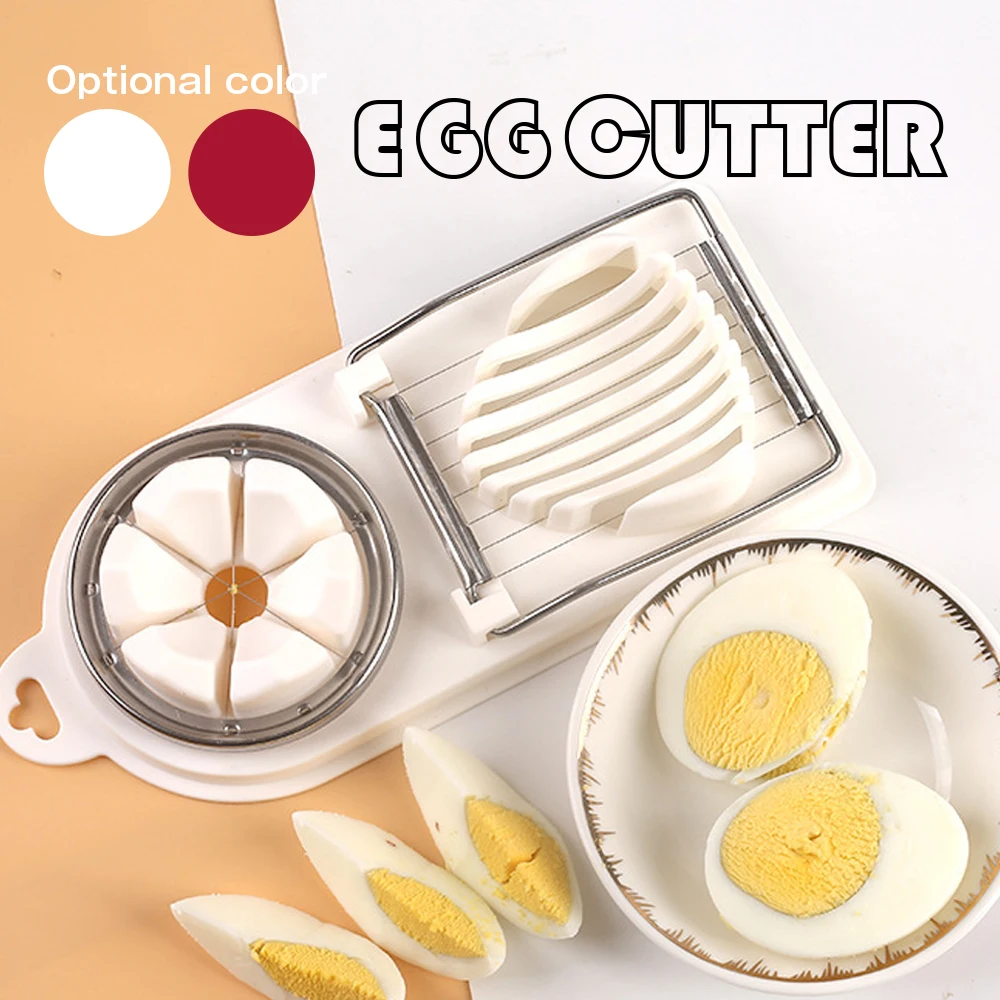 

2 In 1 Boiled Egg Cutter Tomato Mushroom Salad Slicer Kitchen Chopper Stainless Steel Double Boiled Egg Slicer Cooking Tools