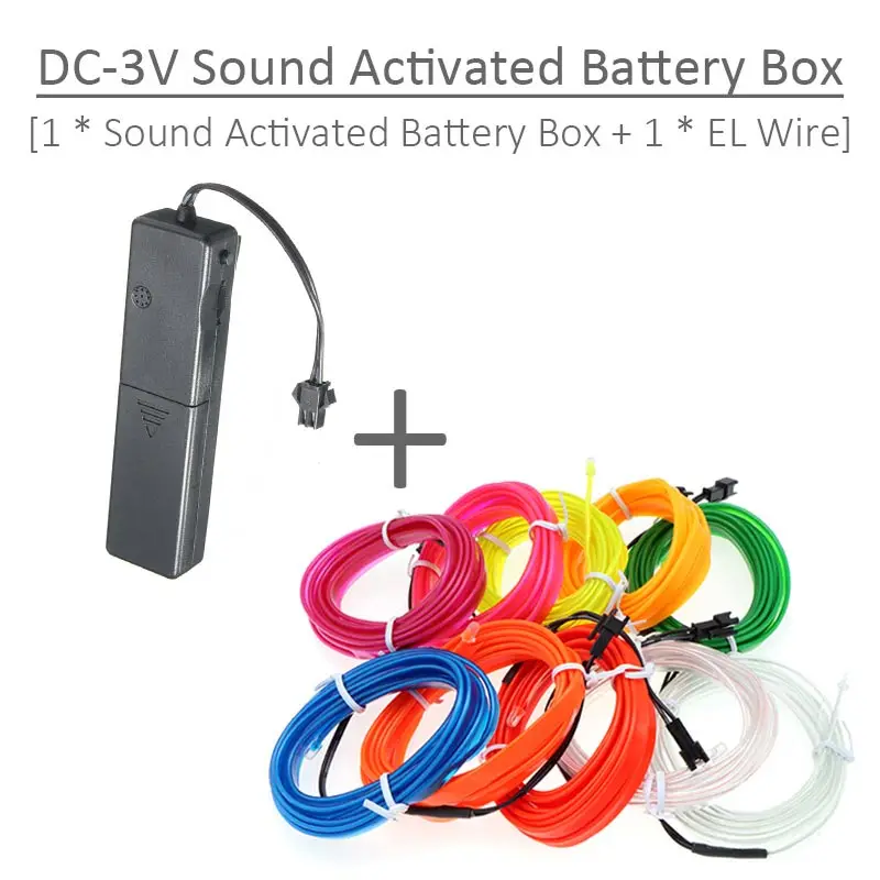 sound-control Style 1-5 м Гибкий EL провод неоновый свет Декорации для вечеринки свет 6 мм швейный край светодиодный водонепроницаемый EL проволочные лампы с водителем DC12V - Испускаемый цвет: sound-control Style