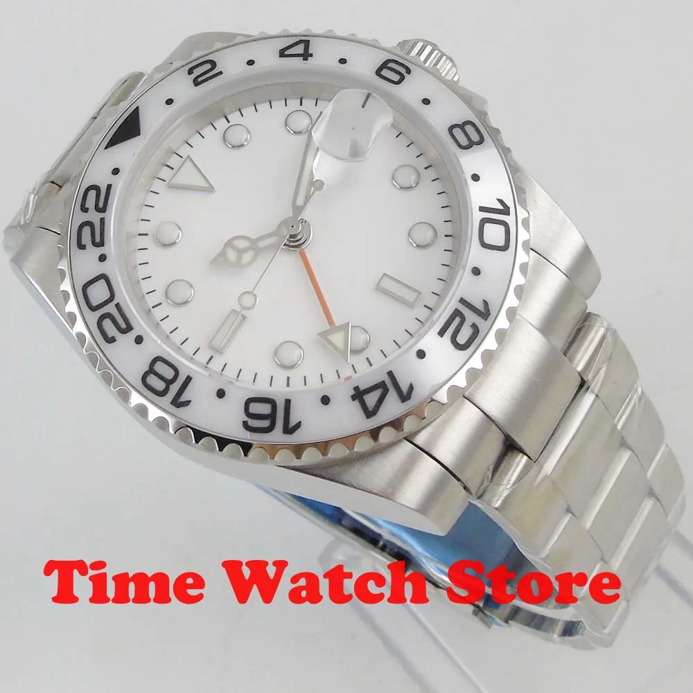 Мужские наручные часы автоматические водонепроницаемые с белым циферблатом