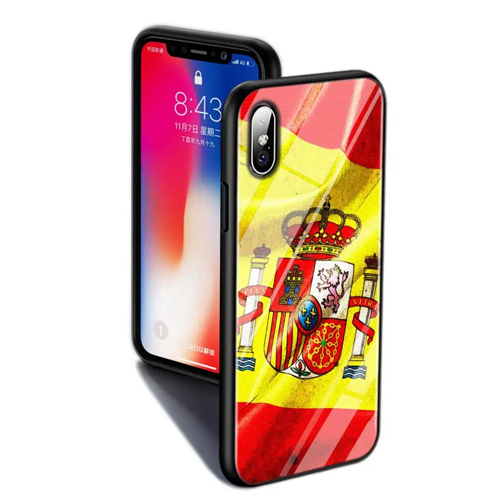Черный чехол для iPhone 11 11Pro Max испанские национальные флаги для iPhone X XR XS Max 8 7 6 6S Plus 5S глянцевый чехол для телефона