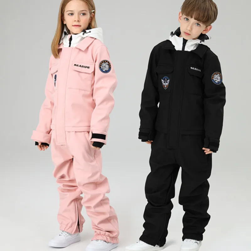 

Детский зимний костюм, водонепроницаемый ветрозащитный комбинезон, детский лыжный костюм для мальчиков и девочек 110-150, лыжная куртка и штан...