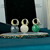 body multicolor round bead earrings dripping oil korean fashion celebrities elegant green earrings female high sense