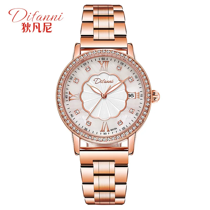 Женские Механические часы Dulunwe наручные из нержавеющей стали цвета розового