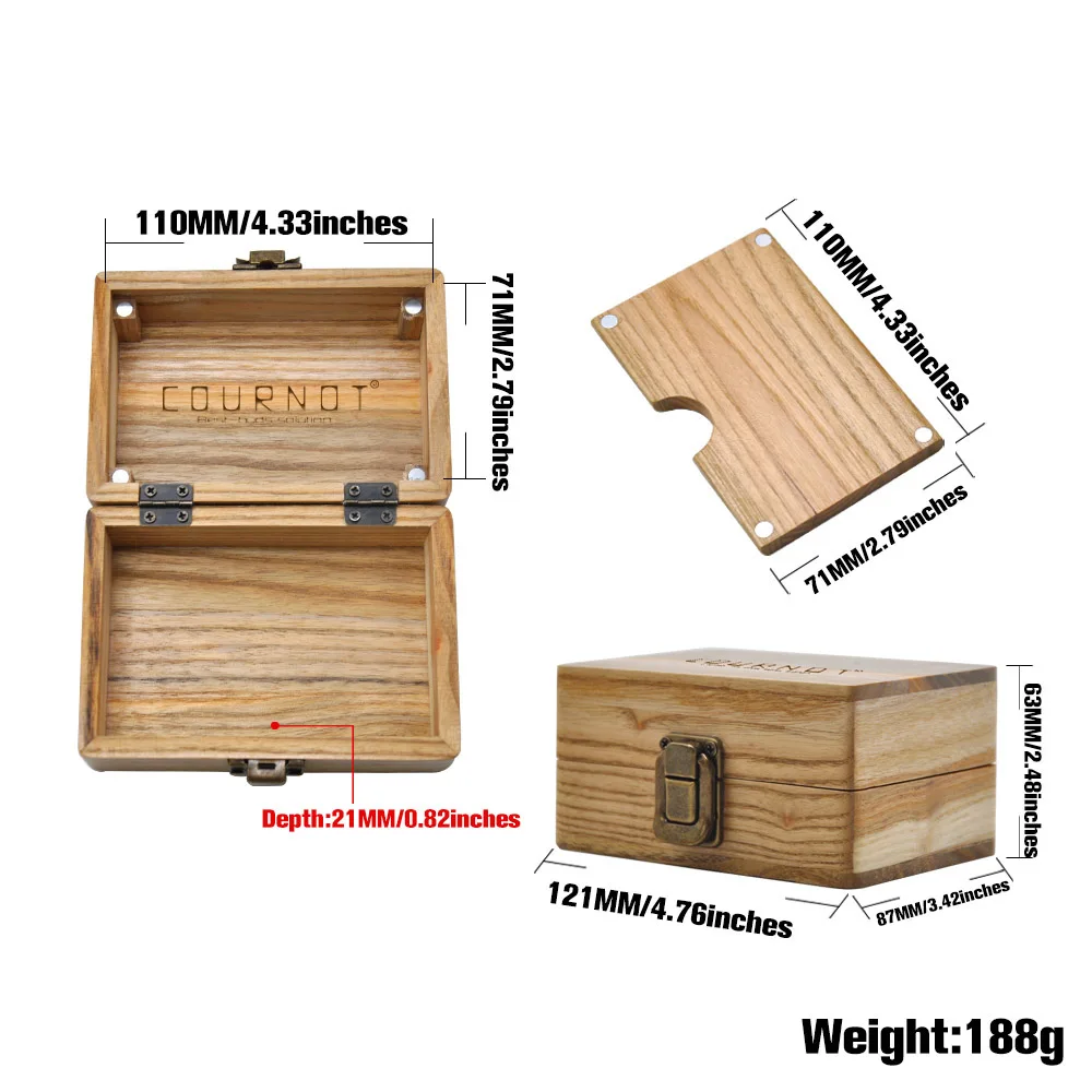 

COURNOT Wooden Cigarette Accessories Natural Storage Box Handmade Herbal Storage Box for Tobacco and Pipe