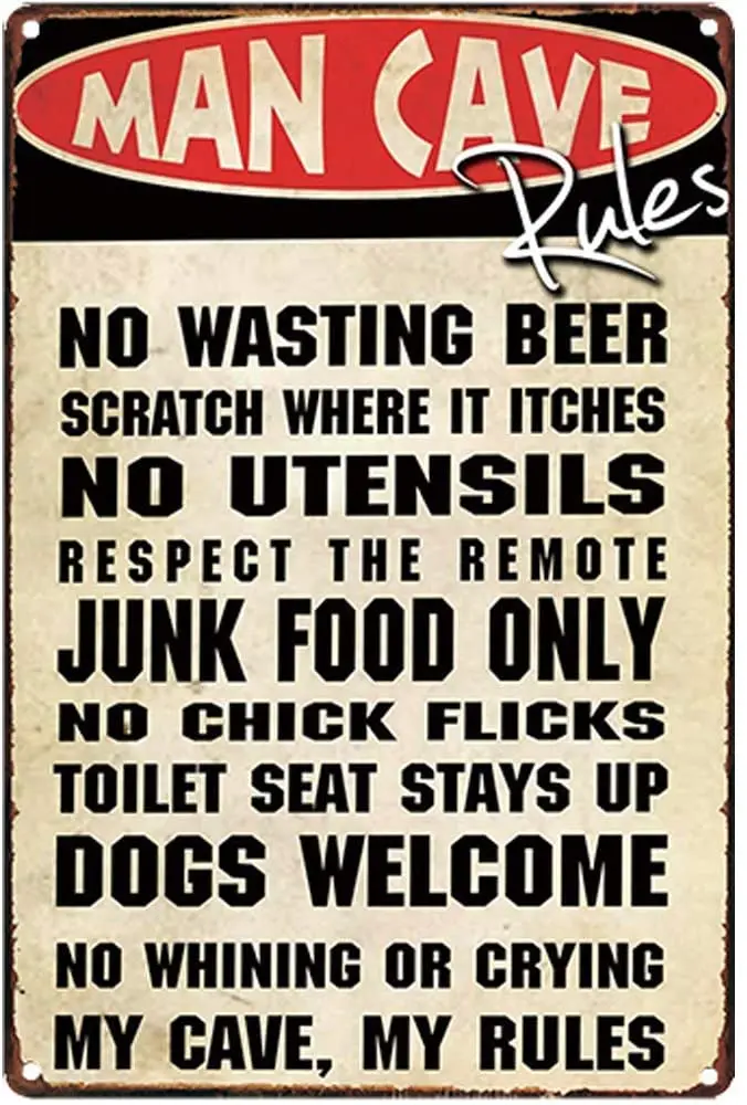 

Man Cave Rules Retro Metal Tin Sign Plaque Poster Wall Decor Art Shabby Chic Gift