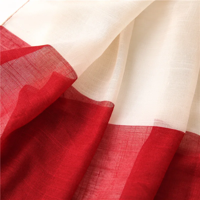 

New women muslim hijabs fashion red and white mosaic scarf with tassels hijab kaleidoscopic shawl soft turban hot sale